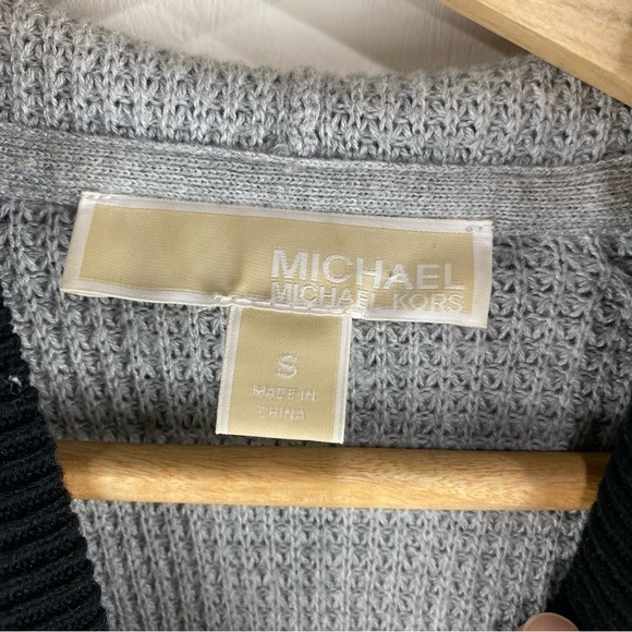 Michael Kors Tight Knit Pullover Sweater Sweatshirt Hoodie Black Gray Size Small - Picture 3 of 5
